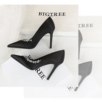 Silks satins Women Pumps Rhinestone design High Heels Stilettos 10 cm and 7 cm Luxury banquet shoes Sexy party shoes