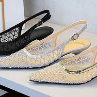Mesh breathable Women Pumps Fashion Kitten heels 3 CM Hollow out and back strap Sandals Women Shoes