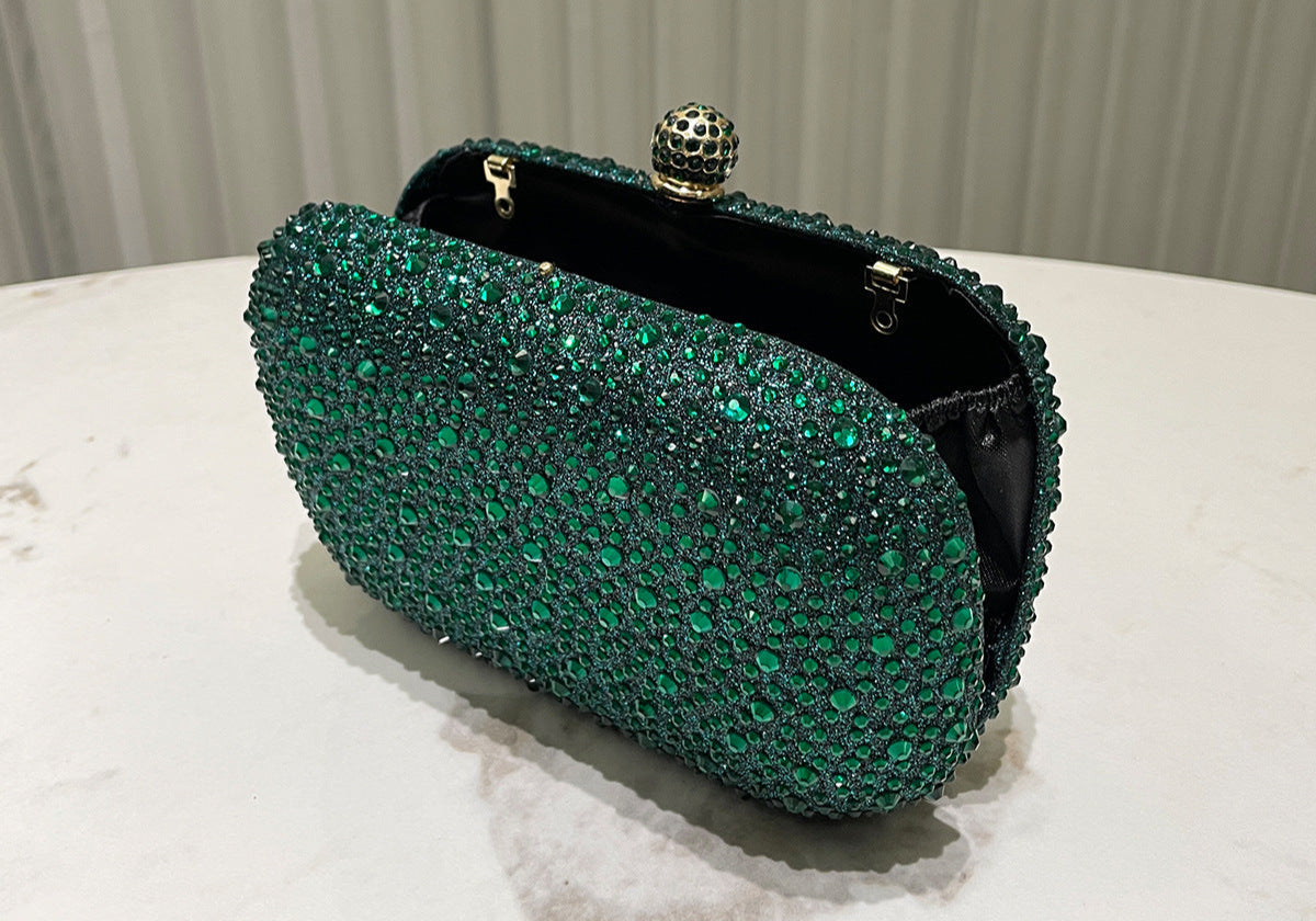 Women Rhinestone Purse Women's Round Box Shaped Evening Bags Elegant Formal Party Stylish Ladies Handbag Silver Clutch