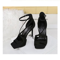 Sexy high heels Women Suede Women Pumps Square head Peep Toe High heeled sandals Buckle hollow out Lady Heels