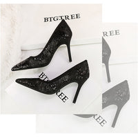 Women Pumps pointed tip High Heels Women 9.5 Cm Heels Lace mesh Wedding shoes Stiletto Sexy party shoes