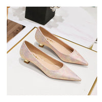 Floral cloth surface 3 cm Kitten heels Women Shoes Sweet Fashion Low Heel Ladies Shoes pointed Toe Women Pumps