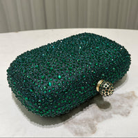 Women Rhinestone Purse Women's Round Box Shaped Evening Bags Elegant Formal Party Stylish Ladies Handbag Silver Clutch