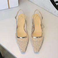 Mesh breathable Women Pumps Fashion Kitten heels 3 CM Hollow out and back strap Sandals Women Shoes
