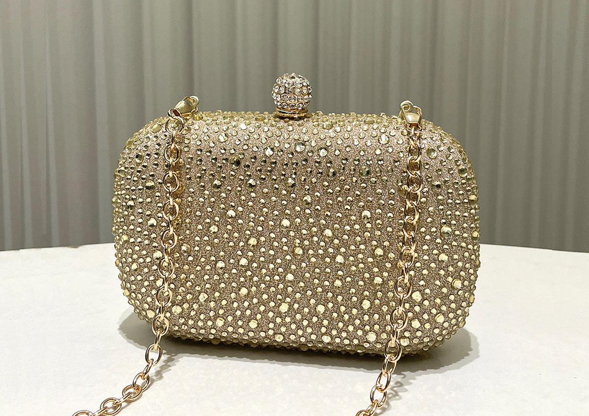 Women Rhinestone Purse Women's Round Box Shaped Evening Bags Elegant Formal Party Stylish Ladies Handbag Silver Clutch