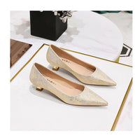 Floral cloth surface 3 cm Kitten heels Women Shoes Sweet Fashion Low Heel Ladies Shoes pointed Toe Women Pumps
