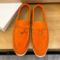Summer Walk Moccasins Suede Loafers Shoes Women Spring Autumn Fashion Causal Leather Metal Pendant Flat Mules Shoes