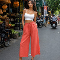Casual Baggy Wide Leg Trousers Women Summer Thin Comfy Breathable Ankle Length Pants Vintage Loose Cotton Linen Straight Pants