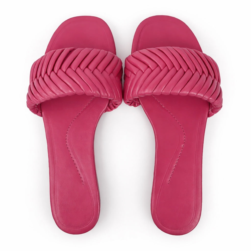 Leather folded style indoor and  outdoor wild beach non-slip women flat slippers casual home durable Mules