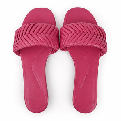Leather folded style indoor and  outdoor wild beach non-slip women flat slippers casual home durable Mules