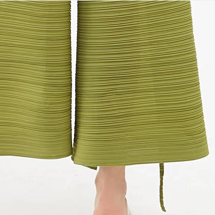 Pleated High Collar Lantern Sleeve Tops Wide Leg Pants Women Spring Causal Two Piece Sets Natalia Home Fashion    Natalia Home Fashion