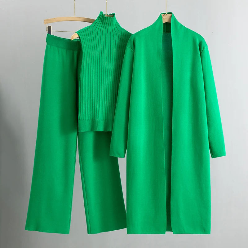 3 Piece Women Cardigan Fashion Knitted Pant Set Ladies Sweater Suit Vintage Fashion Ladies Natalia Home Fashion    Natalia Home Fashion