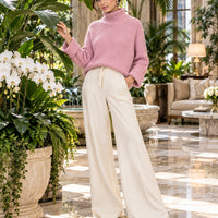 Women Chic Casual Half High Collar Sweater Wide Leg Pants Sets Lady Loose Knit Pullover Trousers Outfits Knitwear Natalia Home Fashion    Natalia Home Fashion
