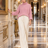 Women Chic Casual Half High Collar Sweater Wide Leg Pants Sets Lady Loose Knit Pullover Trousers Outfits Knitwear Natalia Home Fashion    Natalia Home Fashion