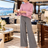 Women Chic Casual Half High Collar Sweater Wide Leg Pants Sets Lady Loose Knit Pullover Trousers Outfits Knitwear Natalia Home Fashion    Natalia Home Fashion