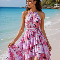 Women's Summer Dress Female Strap Long Sundress Sexy Flower Print Backless Maxi Dresses Lady Casual Sleeveless