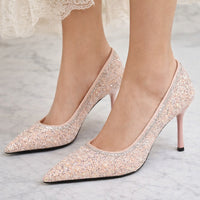 Fashion String Bead Women Pumps Elegant Ladies Thin Heels Wedding Dress Shoes