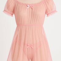 Tulle Temptation Sexy Lingerie Princess Dress Sexy Sleepwear Word Shoulder Mesh Tutu Night Dress Nightgowns Women - Natalia Home Fashion