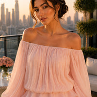 Women Dress Romantic French-style Lantern Sleeves Off-shoulder Mermaid Dress With Shiny Silk Unique Design Natalia Home Fashion    Natalia Home Fashion