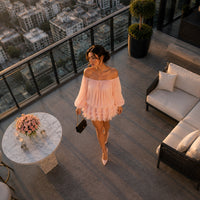 Women Dress Romantic French-style Lantern Sleeves Off-shoulder Mermaid Dress With Shiny Silk Unique Design Natalia Home Fashion    Natalia Home Fashion