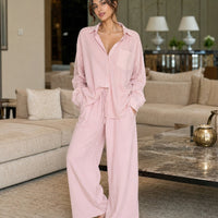Cotton and Linen Shirt Suit High Waist Loose Trousers Elegant Women Sets Two Piece Set for Women Natalia Home Fashion    Natalia Home Fashion