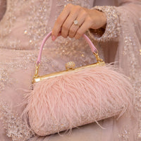 Women Ostrich Feather Clutch Purse Evening Bag Handbag Fluffy Purse Clutch Feather Evening Handbag For Wedding Anniversary Party
