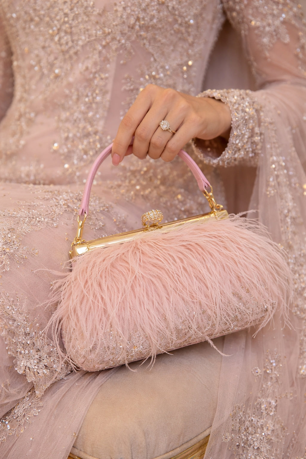 Women Ostrich Feather Clutch Purse Evening Bag Handbag Fluffy Purse Clutch Feather Evening Handbag For Wedding Anniversary Party