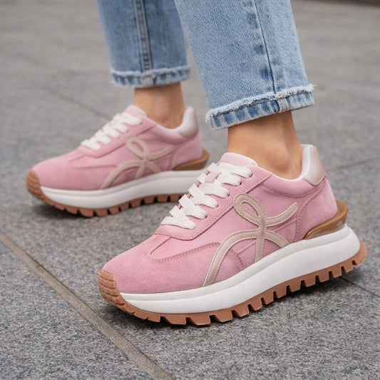 Lace Up Women Sneakers Mixed Colors Round Toe  Ladies Casual Shoes