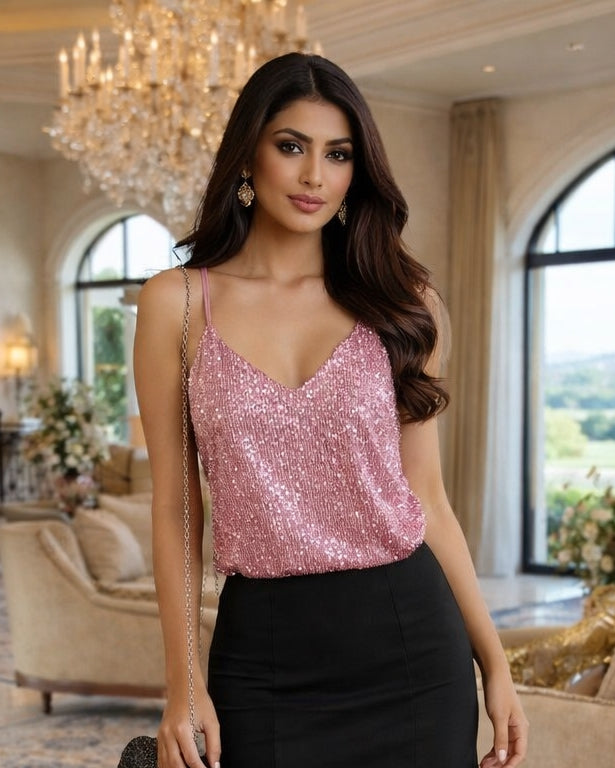 Women Halter Rhinestones Bling Tank Tops Shiny Beach Bralette Party Club Gold Metal Diamond-Studded Camisole Top for Ladies