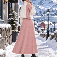 Women's Cable Knit Two Piece Set: High Neck Long Sleeve Sweater & A-Line Midi Skirt, Casual Elegant Pullover Outfit Natalia Home Fashion    Natalia Home Fashion