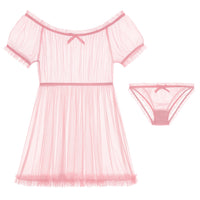 Tulle Temptation Sexy Lingerie Princess Dress Sexy Sleepwear Word Shoulder Mesh Tutu Night Dress Nightgowns Women - Natalia Home Fashion