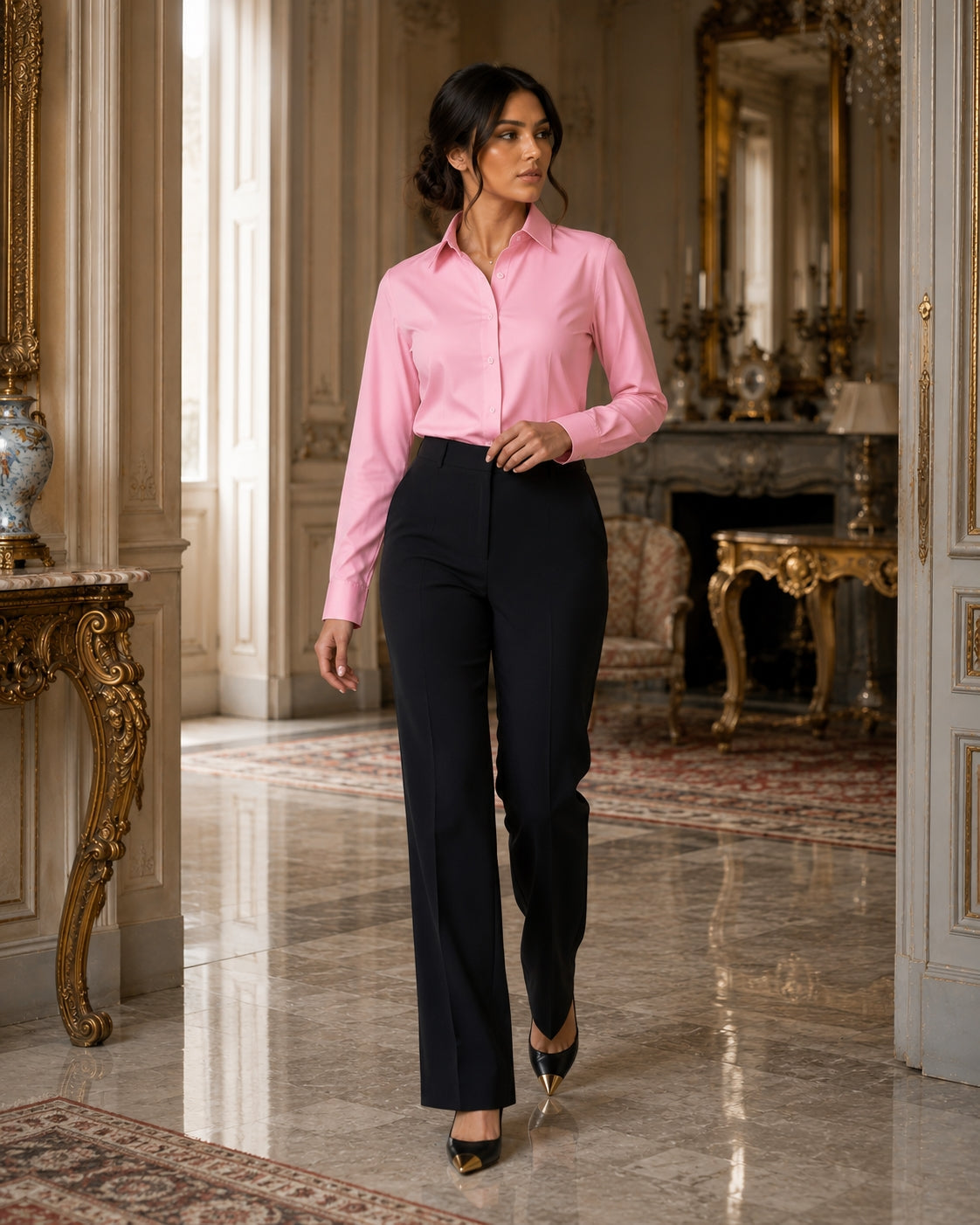 Women Blouses Shirts Lady Casual Long Sleeve Turn-down Collar Solid Color Blouse Tops Natalia Home Fashion    Natalia Home Fashion