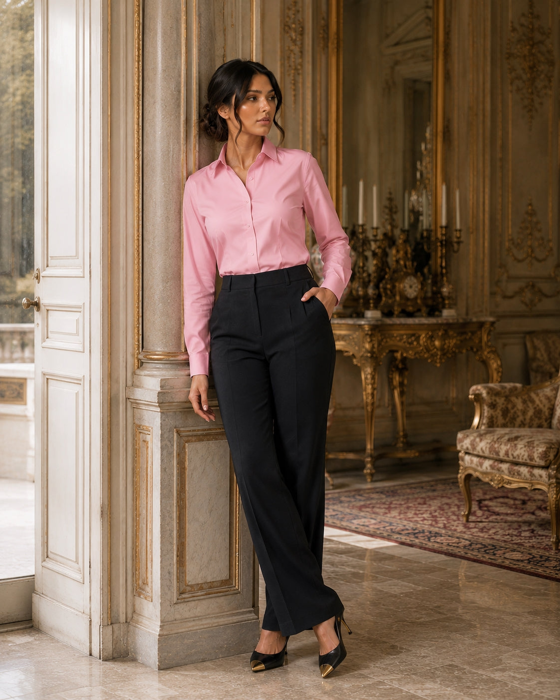 Women Blouses Shirts Lady Casual Long Sleeve Turn-down Collar Solid Color Blouse Tops Natalia Home Fashion    Natalia Home Fashion
