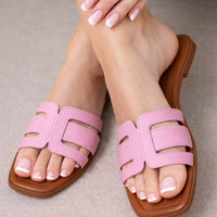 Fashion Design Slippers Outdoor Leisure Versatile And Comfortable Luxury Brand Simple Flat Bottom Square Head Slippers