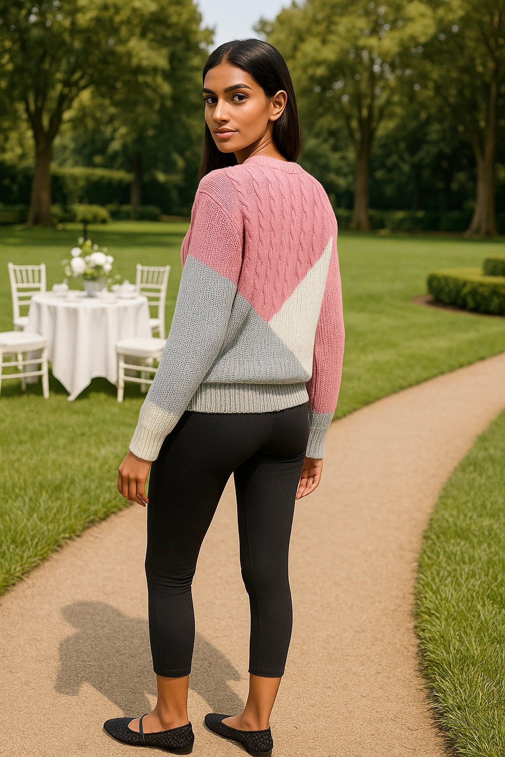 Women's Sweater Tops Sweaters Women Female Woman Clothing Casual Color-Blocked Long-Sleeved Pullover Sweater