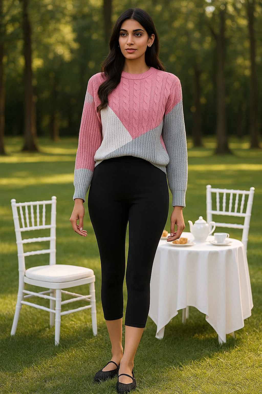 Women's Sweater Tops Sweaters Women Female Woman Clothing Casual Color-Blocked Long-Sleeved Pullover Sweater