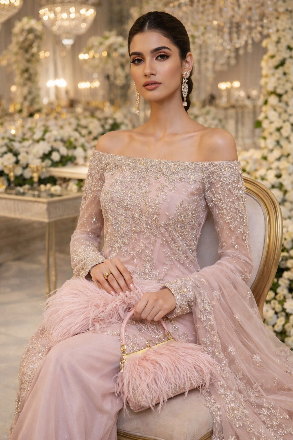 Women Ostrich Feather Clutch Purse Evening Bag Handbag Fluffy Purse Clutch Feather Evening Handbag For Wedding Anniversary Party