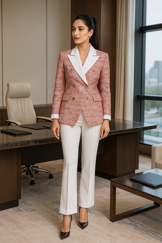 Fashion Red Plaid Ladies Blazer Jacket Women Long Sleeve Single Breasted Female Casual Coat