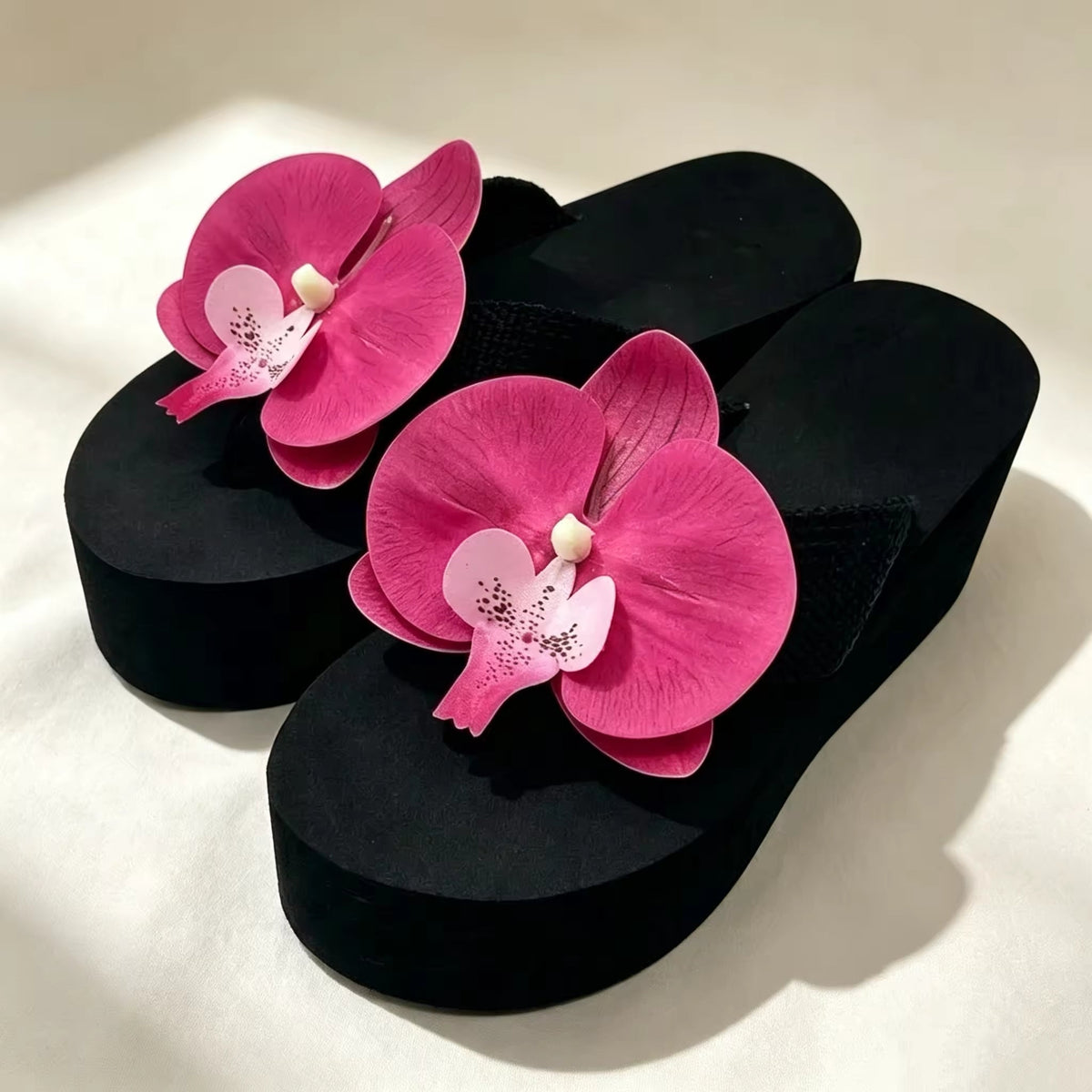 Floral Thick Bottom Sandals Women's Outdoor EVA Buckle Foot Slippers Anti-Slip Heightening Beach Shoes Fashionable Thong Natalia Home Fashion    Natalia Home Fashion