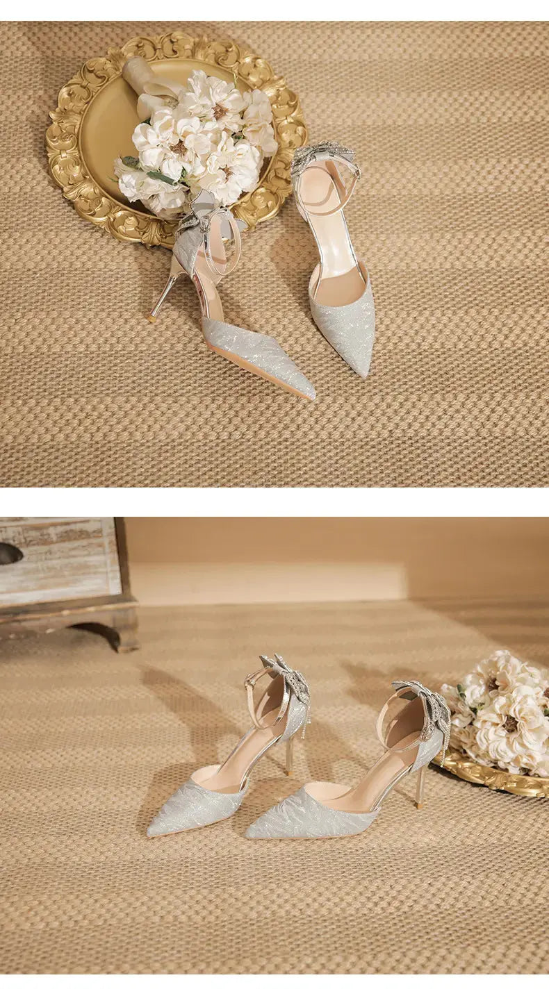 Pointed Toe Sequins Fine Heeled High Heels Elegant Sexy Ladies Sandals Wedding Shoes Banquet Shoes Women's Shoes My Store