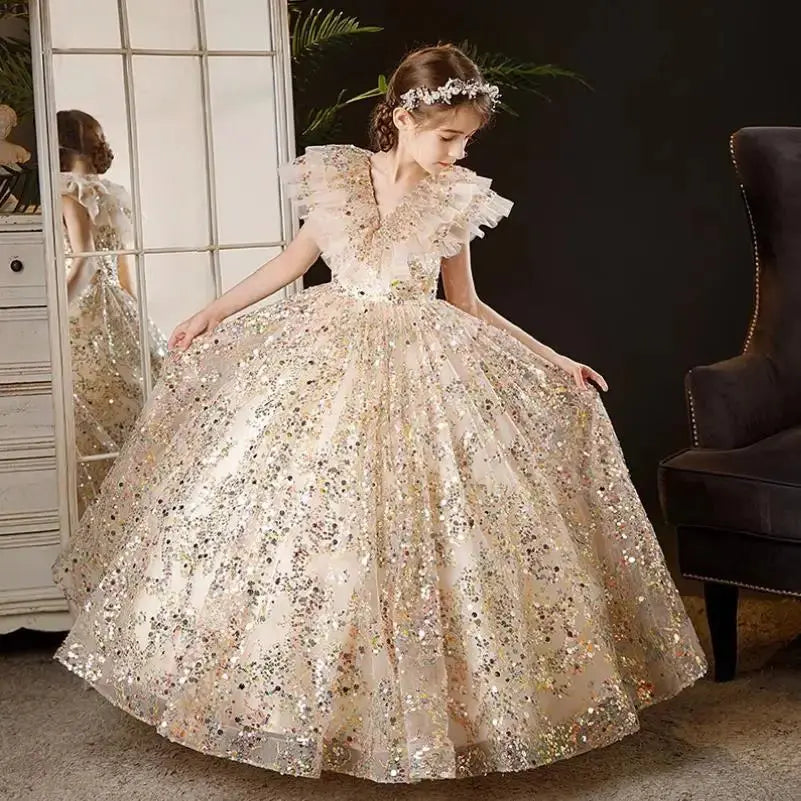 Princess Frock Princess Dress For Girls Kids Sequined Long Frock for Girls – Natalia ...
