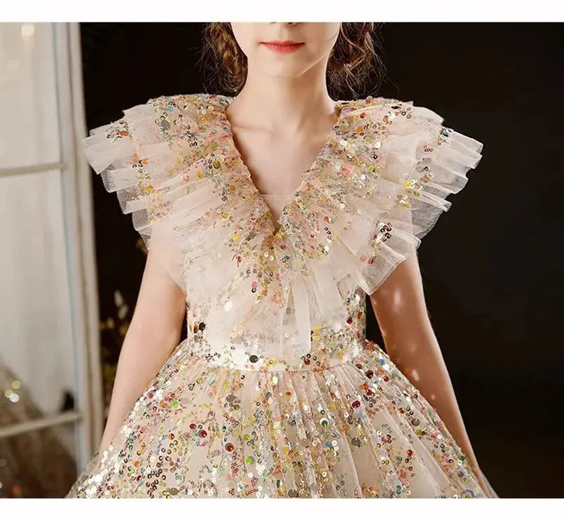 Princess Frock Princess Dress For Girls Kids Sequined Long Frock for Girls – Natalia ...