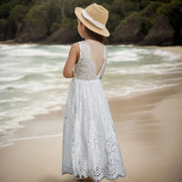 Princess Girls Cotton Lace Party Long Dress Baby Kids Flower Girl Wedding Birthday Children Clothing Natalia Home Fashion    Natalia Home Fashion