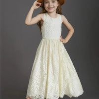 Princess Girls Cotton Lace Party Long Dress Baby Kids Flower Girl Wedding Birthday Children Clothing Natalia Home Fashion    Natalia Home Fashion