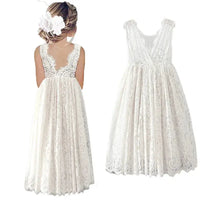 Princess Girls Cotton Lace Party Long Dress Baby Kids Flower Girl Wedding Birthday Children Clothing Natalia Home Fashion   White-3T Natalia Home Fashion