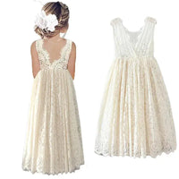 Princess Girls Cotton Lace Party Long Dress Baby Kids Flower Girl Wedding Birthday Children Clothing Natalia Home Fashion   Ivory-7 Natalia Home Fashion
