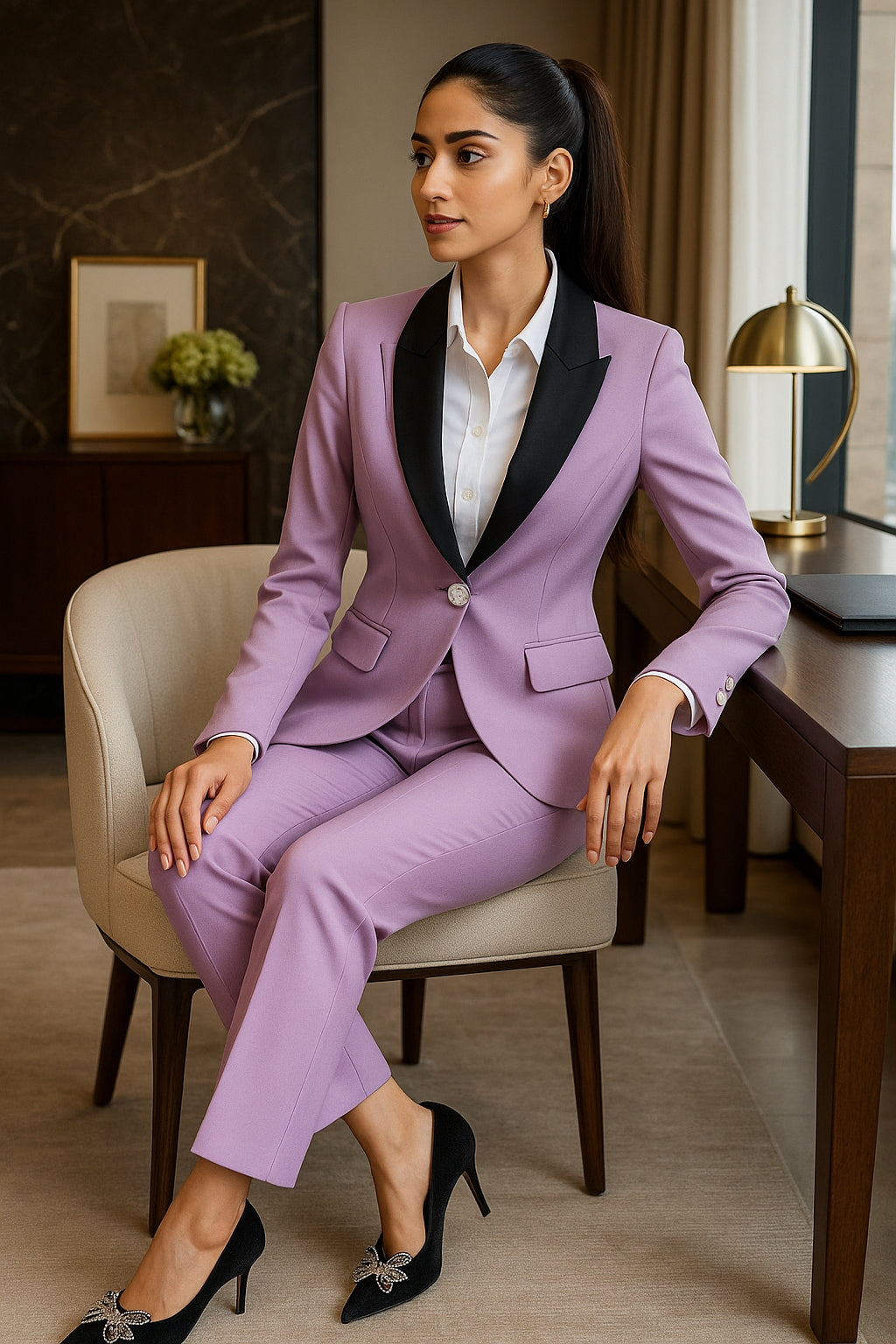 Elegant Casual Fashionable Women's Semi formal Suit Cotton Suit Jacket Matching Set Business Attire High End Workwear