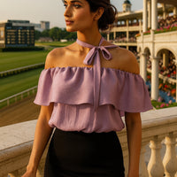 Blouses Design Sense Niche Chic Off Shoulder Shirt Women's French Gentle Style Loose Versatile Western-style Flowing Mesh Top