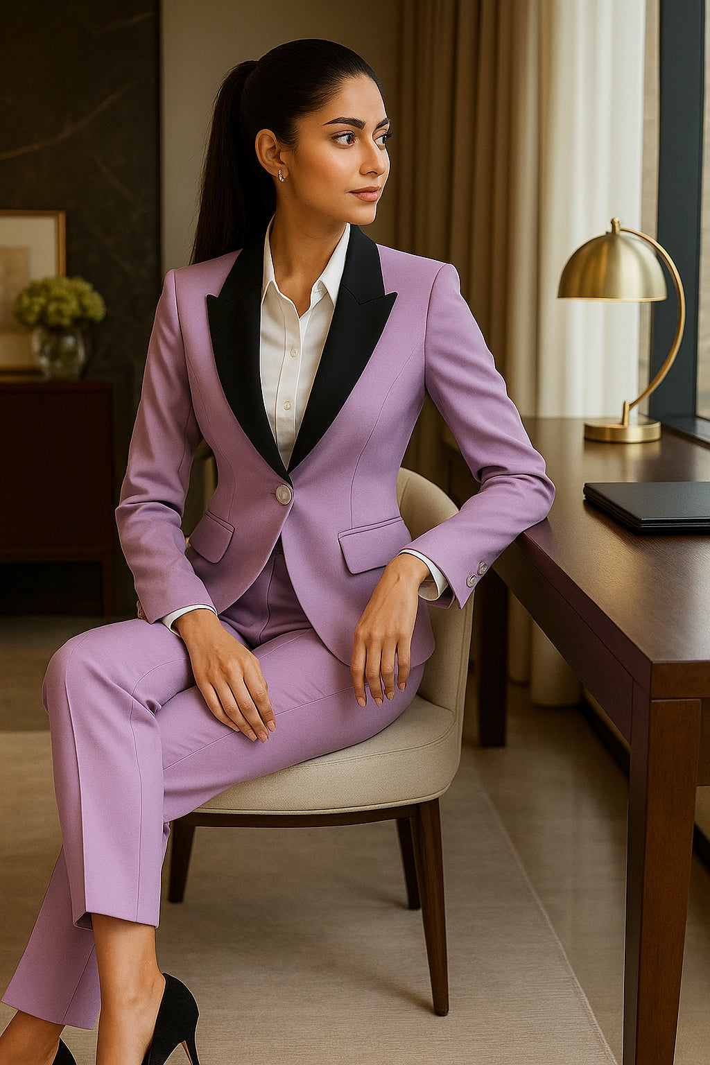 Elegant Casual Fashionable Women's Semi formal Suit Cotton Suit Jacket Matching Set Business Attire High End Workwear