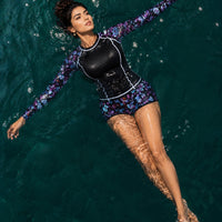 Tankini Women Swimsuit Tropical Print Bikini Set Long Sleeve Swimwear Summer Shorts Beachwear Female Bathing Suit